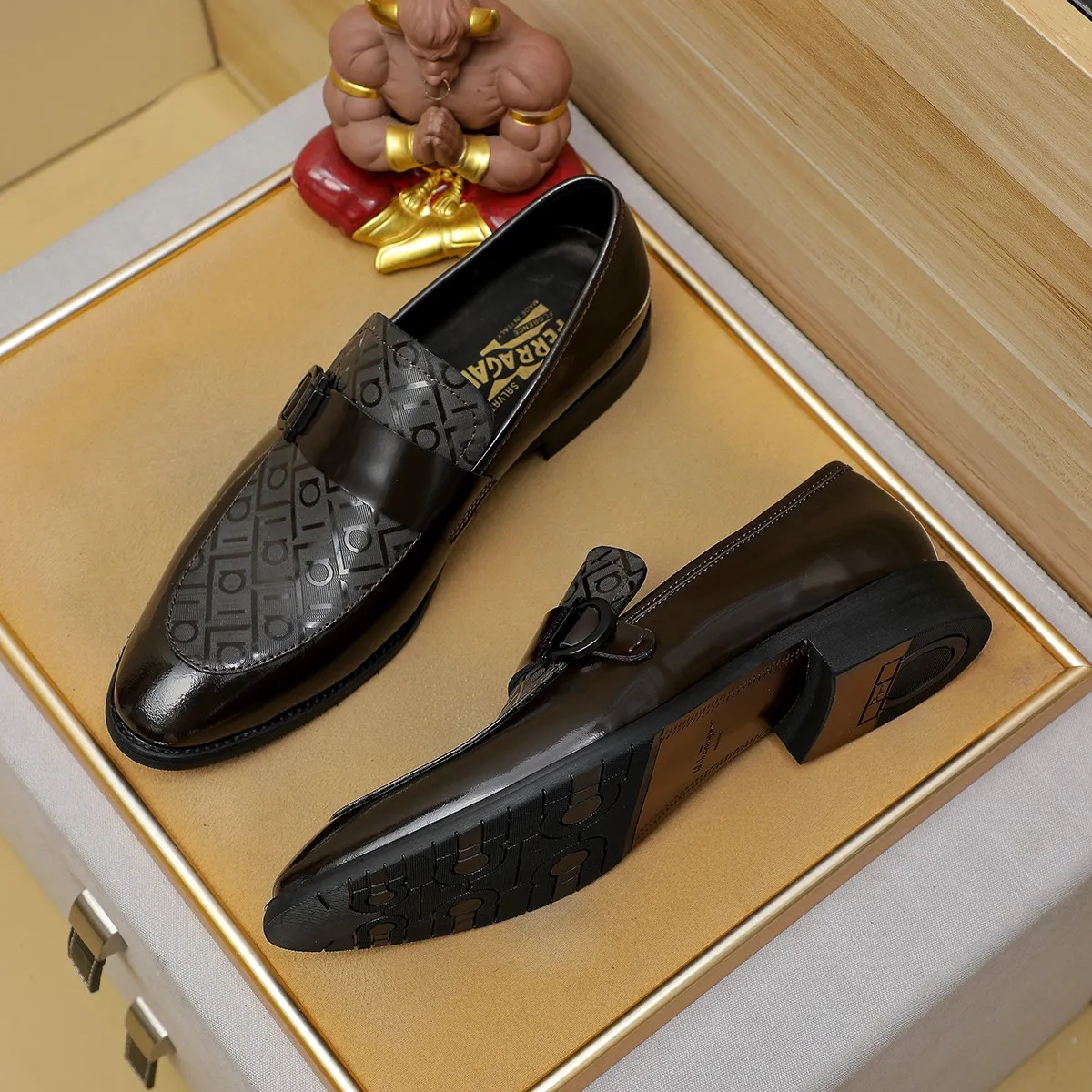 Men's shoes 💰460 Ferragamo [Ferragamo] top imported suit men's shoes 💯Original copy of the official website, product materials: selected imported embossed calfskin + luxury hardware buckle accessories ~ imported water-dyed cow 🐂 leather lining. Strong three-dimensional visual effect, original combination outsole, multiple colors available😘 Size: 39-44 (38.45.46. Customized)